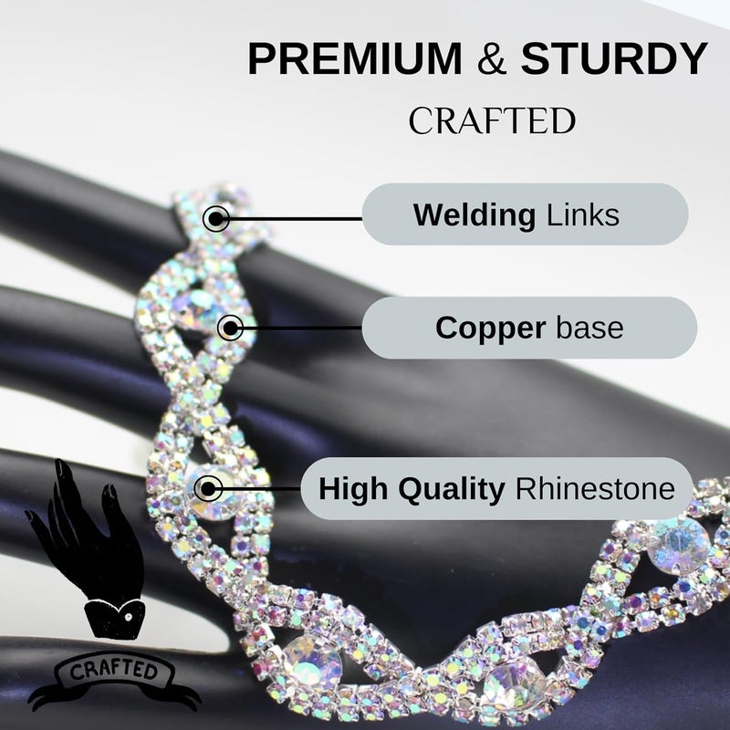 PEARLY JUN Rhinestone Trim Crystal Rhinestone Ribbon for Sewing Leather Shoes DIY Bouquet Decoration Clothing Wedding Headwear. (ML039-AB Silver), ML000-1 - Image 3
